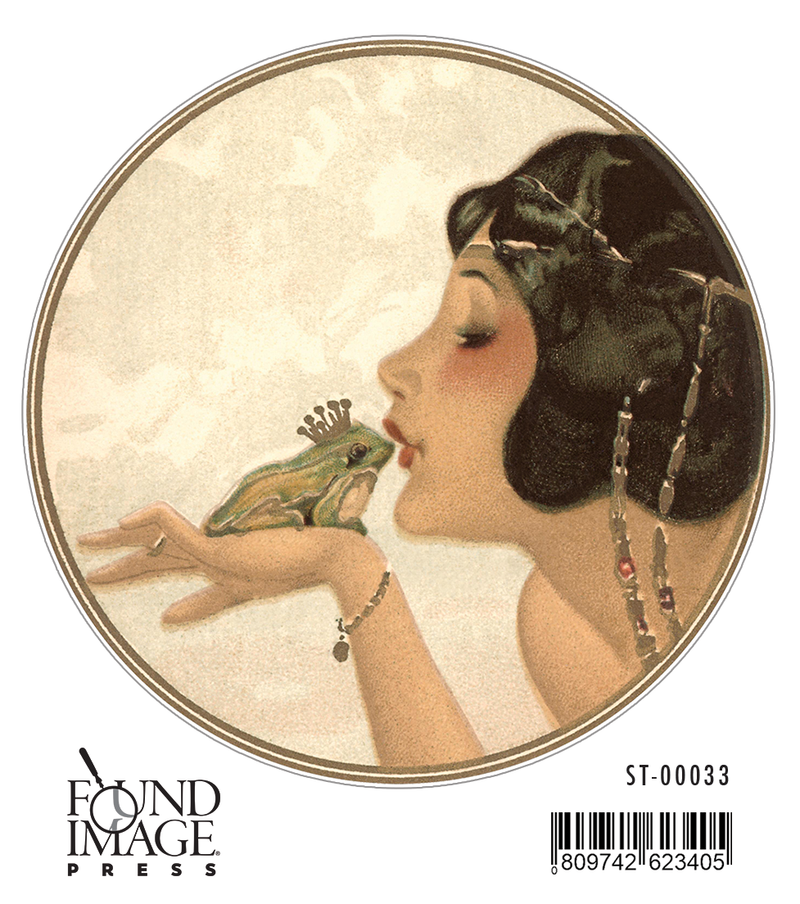 Found Image Press - Sticker - Art Nouveau Woman Kissing Frog