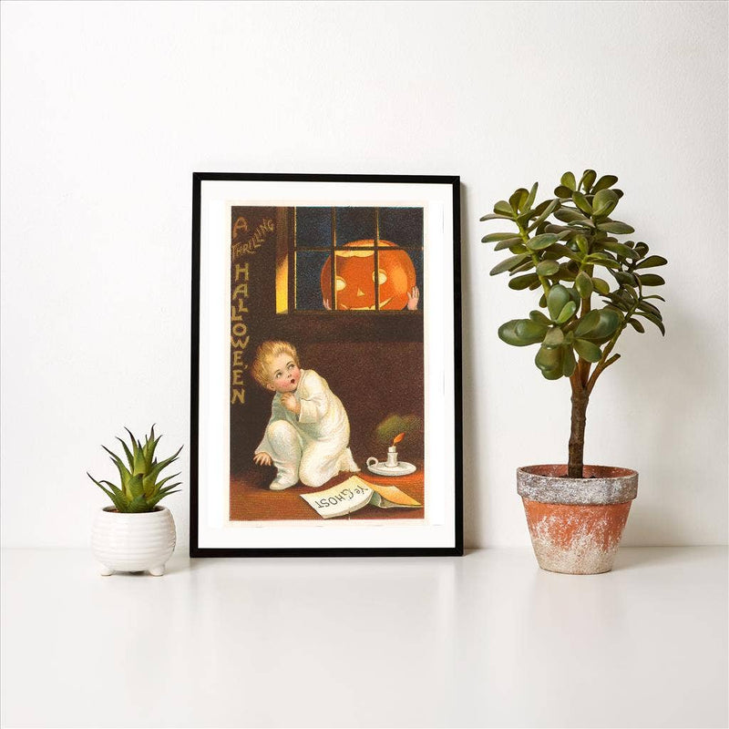 Found Image Press - Art Print - Halloween, Jack O'Lantern Looking in Window