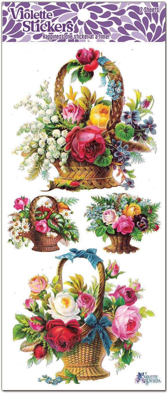 Violette Stickers - Fantastic Floral Baskets Clear Stickers