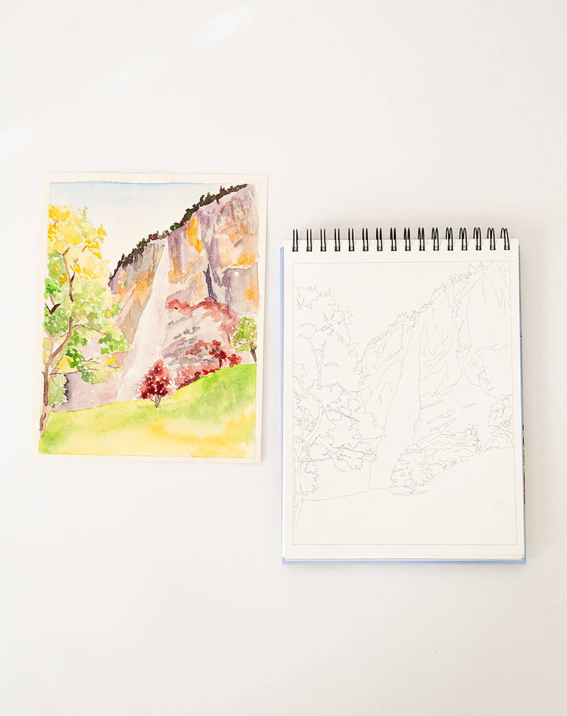 bailey rae studio - Landscape watercoloring book - outlines with video tutorials