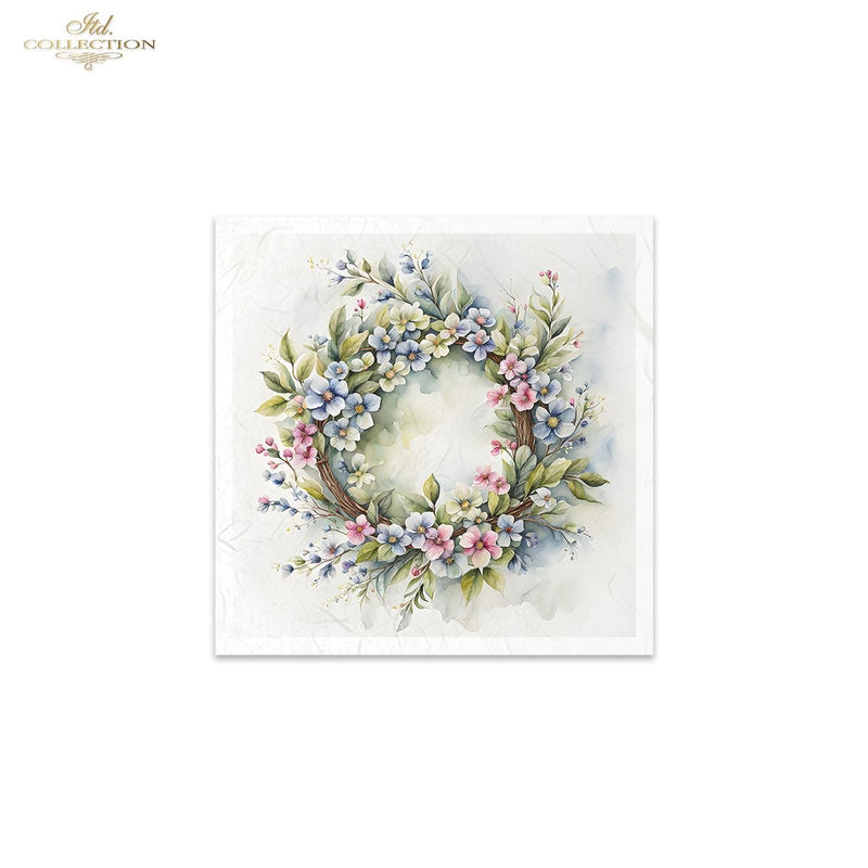 ITD Collection - Rice Paper Set Mini - Wreath of Spring Flowers