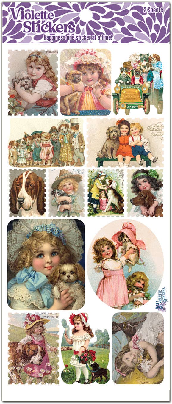 Violette Stickers - Victorian Dog Stamps Stickers