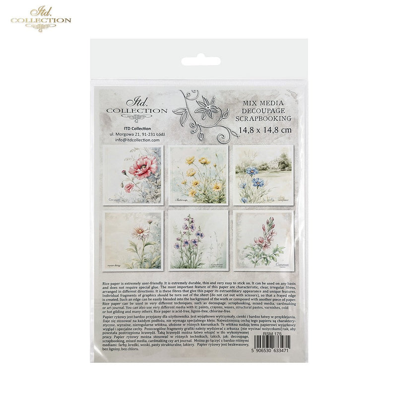 ITD Collection - Rice Paper Set Mini - Floral Shabby Chic - RSM175