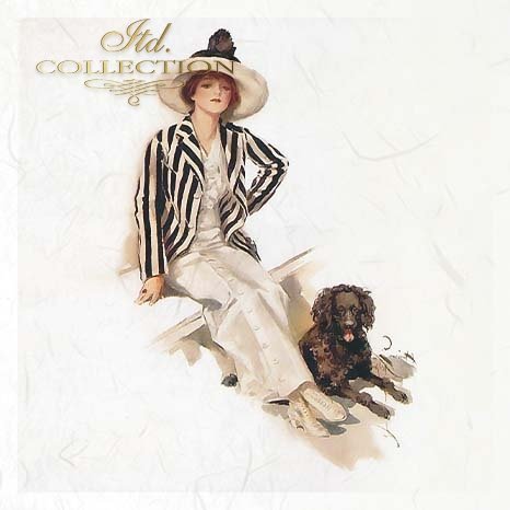 ITD Collection - Rice Paper Set Mini - Vintage Women and Dogs