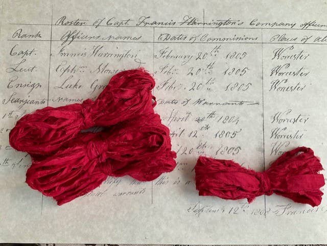 RiverHaus - Torn Silk Sari Ribbon - Red