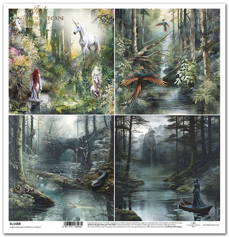 ITD Collection - Mysterious Forest 4 Pack Scrapbooking Single Sheet