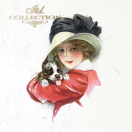 ITD Collection - Rice Paper Set Mini - Vintage Women and Dogs