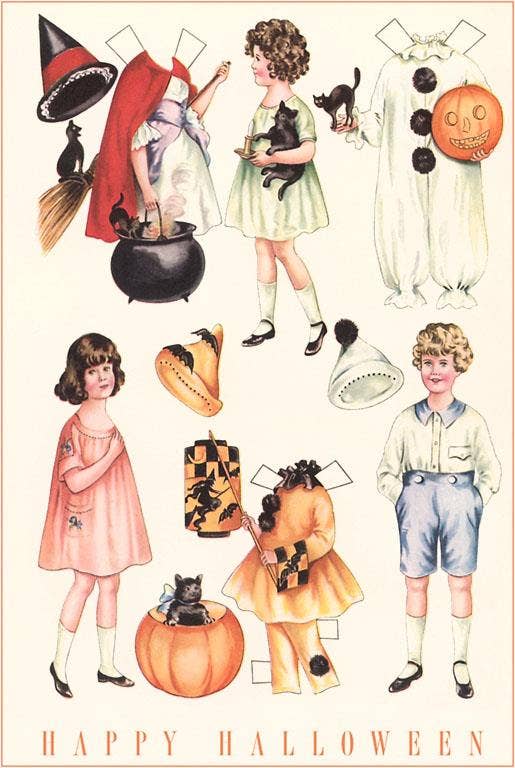 Found Image Press - Postcard - Halloween Outfits for Paper Dolls