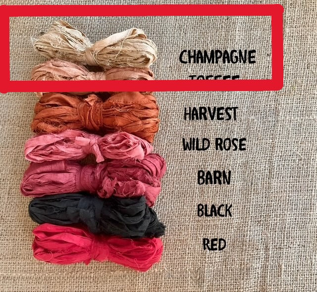 RiverHaus - Torn Silk Sari Ribbon - 5 yards - Champagne