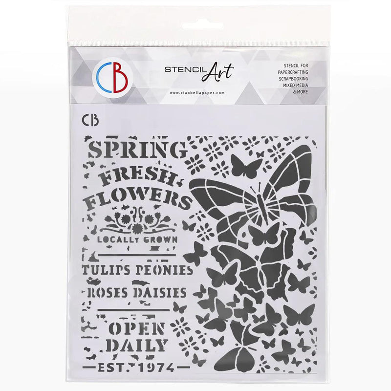 Ciao Bella Texture Stencil 8x8 Spring Fresh Flowers - Root & Company