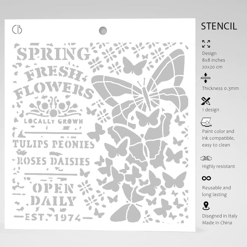 Ciao Bella Texture Stencil 8x8 Spring Fresh Flowers - Root & Company