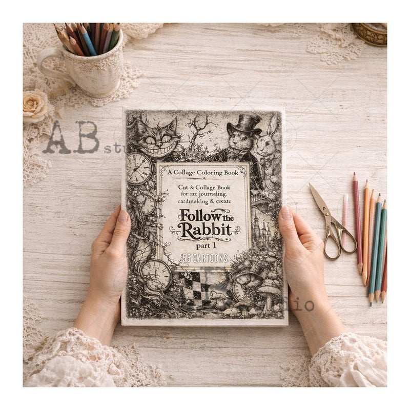 ABstudio - 55 Cartoons - A Collage Coloring Book - Follow The Rabbit: A Collage Book for Cutting & Crafting - Part 1