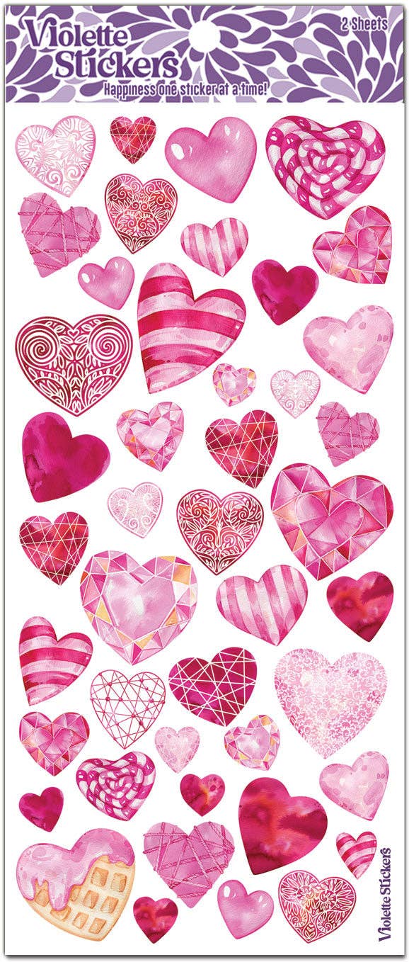 Violette Stickers - Crystal Pink Heart Stickers