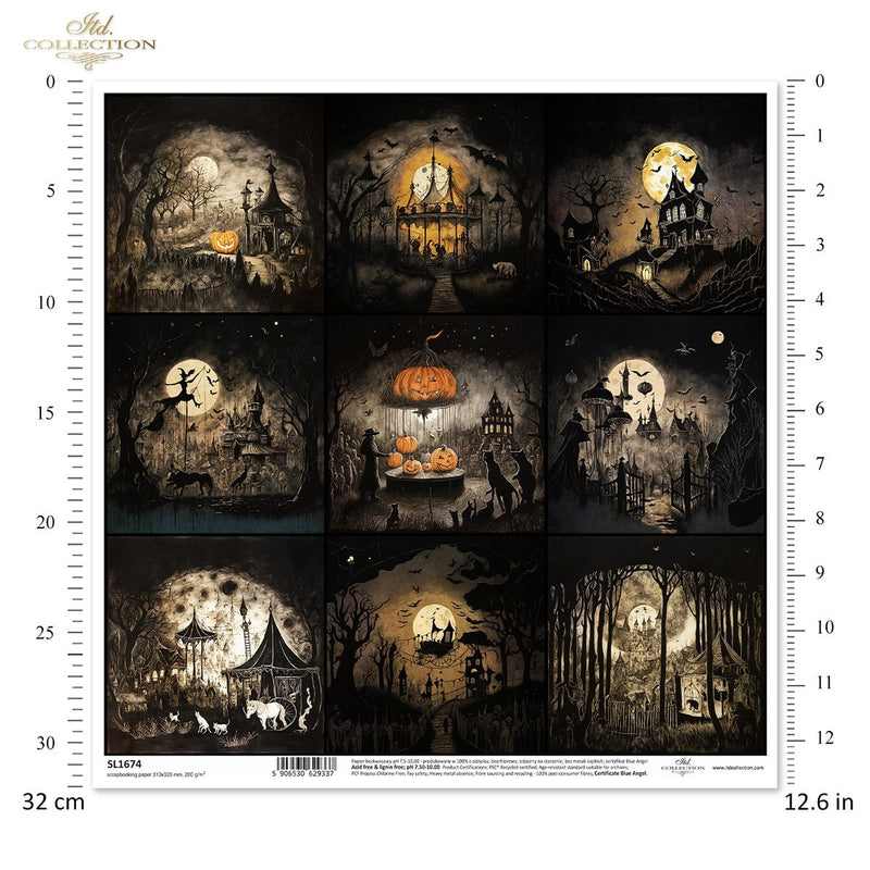 ITD Collection - Dark Landscapes Scrapbooking Single Sheet