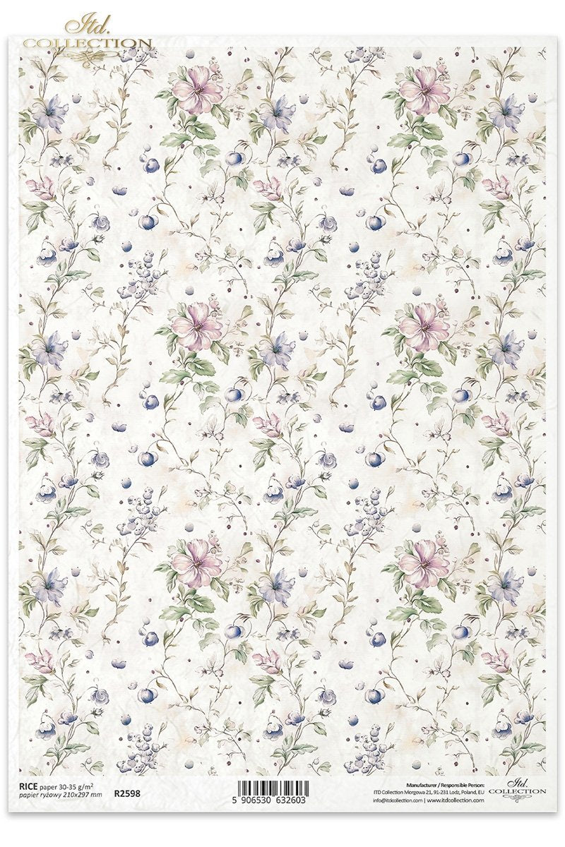 ITD Collection - Floral Shabby Chic - Rice Paper - R2598