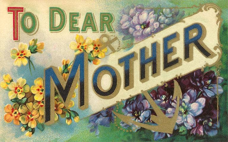Found Image Press - Postcard - To Dear Mother, Floral Lettering