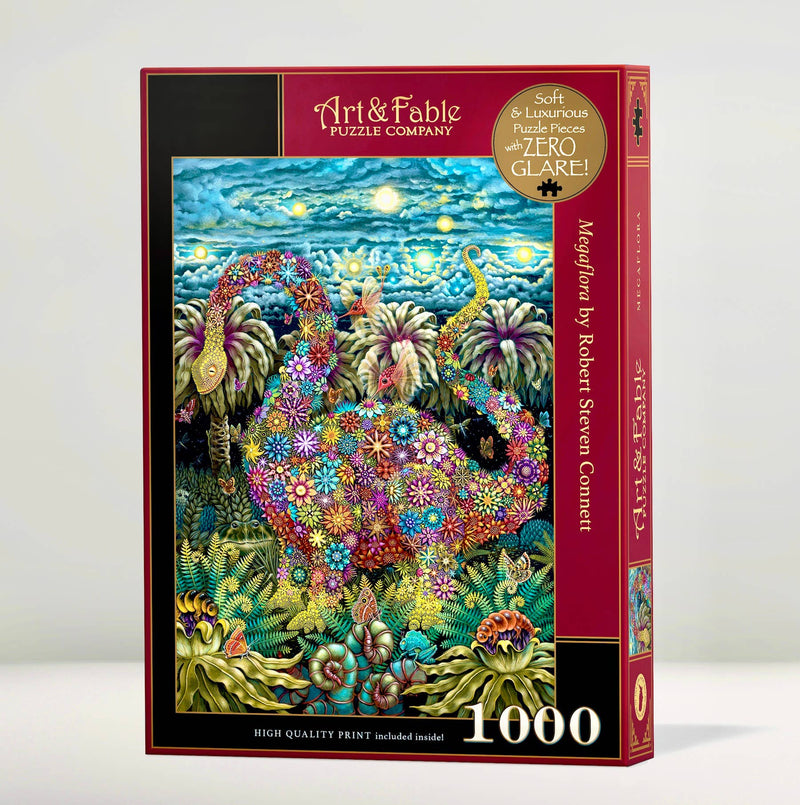 Art & Fable Puzzle Company - MegaFlora - 1000pc Velvet-Touch Dinosaur Puzzle