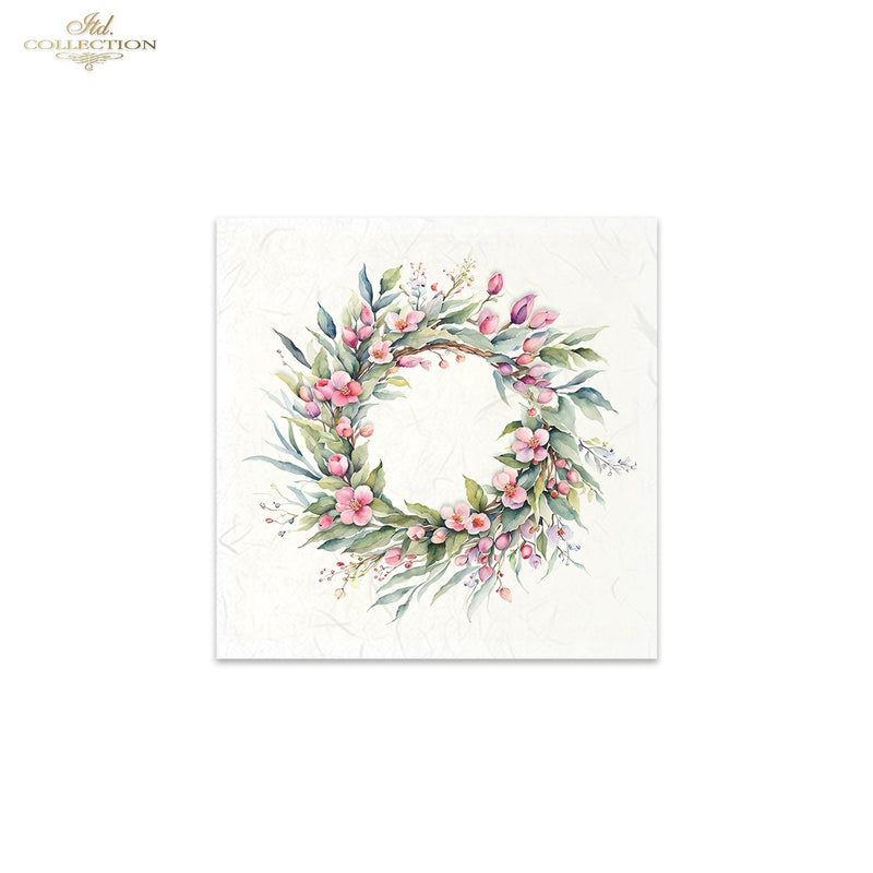 ITD Collection - Rice Paper Set Mini - Wreath of Spring Flowers Purple