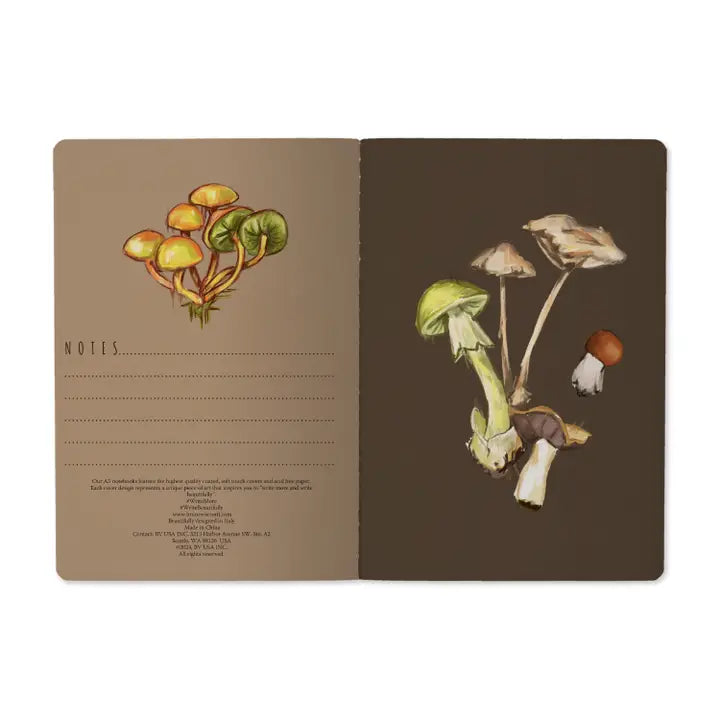 BV by Bruno Visconti - Mushrooms On Black Notebook