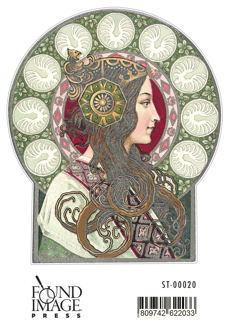 Found Image Press - Sticker - Mucha Woman's Profile