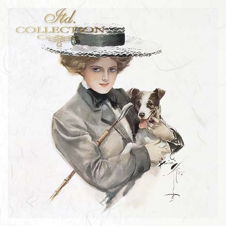 ITD Collection - Rice Paper Set Mini - Vintage Women and Dogs
