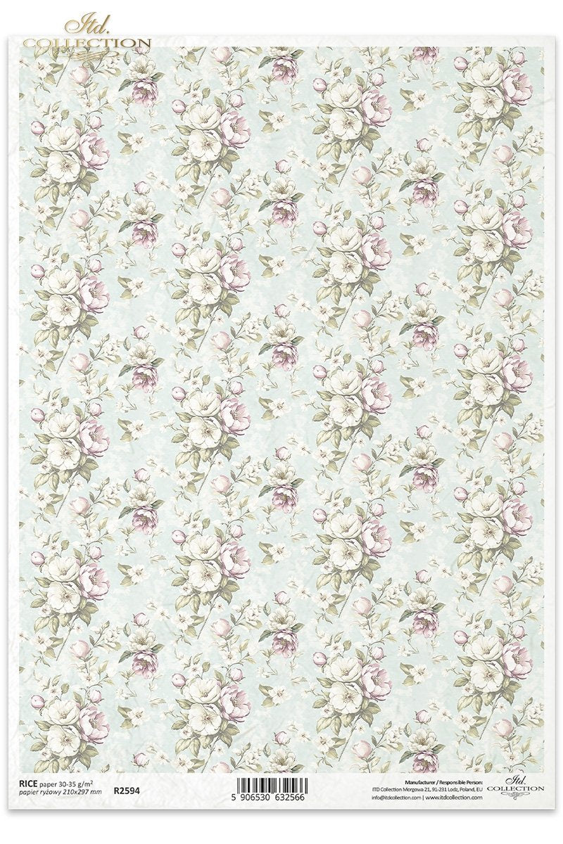 ITD Collection - Floral Shabby Chic - Rice Paper - R2594