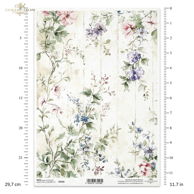ITD Collection - Floral Shabby Chic - Rice Paper - R2596