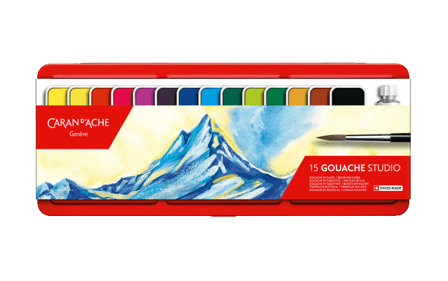Caran d'Ache - Box of 15 Color Paint Tablets Gouache Studio