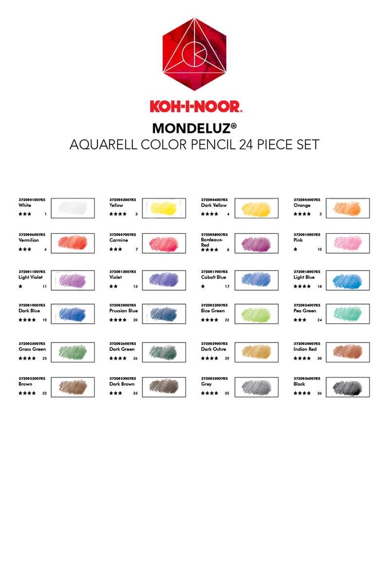 Koh-I-Noor - Mondeluz® Aquarell Colored Pencil Set - 24 Piece