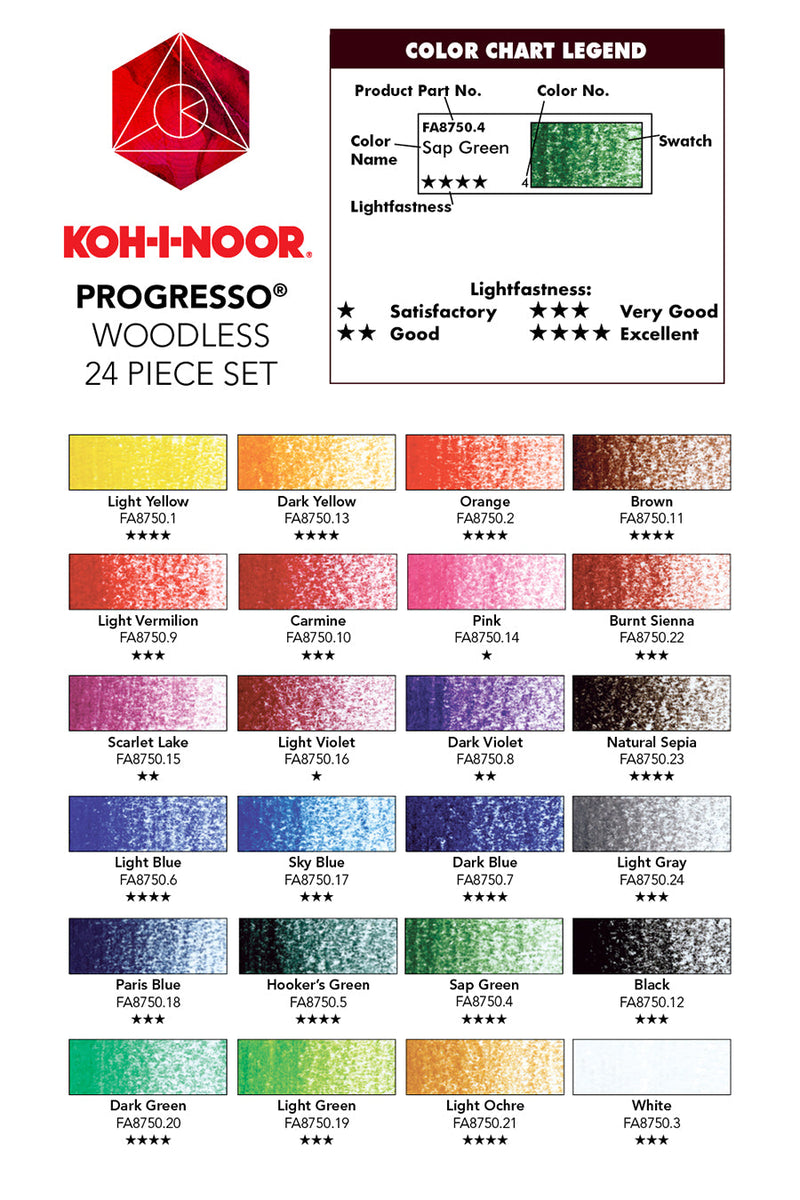 Koh-I-Noor - Progresso® Woodless Colored Pencil Set - 24 Piece