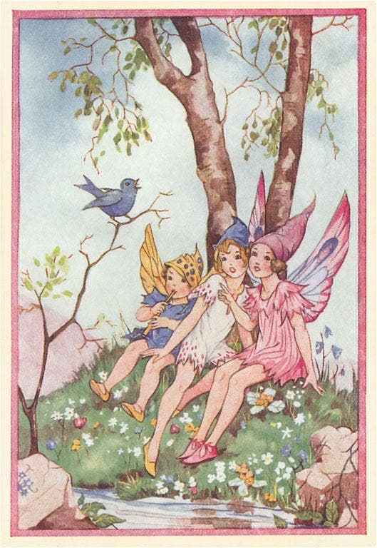 Found Image Press - Postcard - Fairies by the Stream
