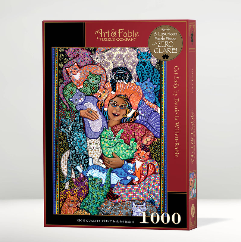 Art & Fable Puzzle Company - Cat Lady - 1000pc Velvet-Touch Puzzle