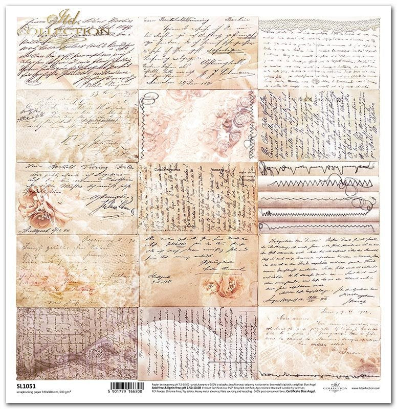 ITD Collection - Ephemeral Moments - Notes - Scrapbooking Single Sheet
