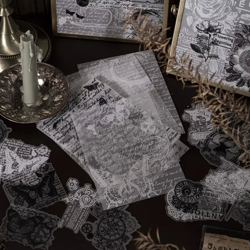 Shabby Notes Series Black And White Ink Paper