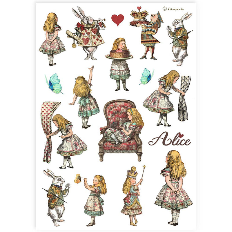 Stamperia - Alice Forever Collection - A4 Rice Paper - Alice Elements