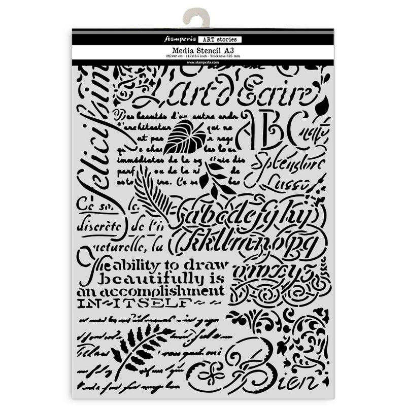 Stamperia - ART stories - Big Stencils - A3 - Writings