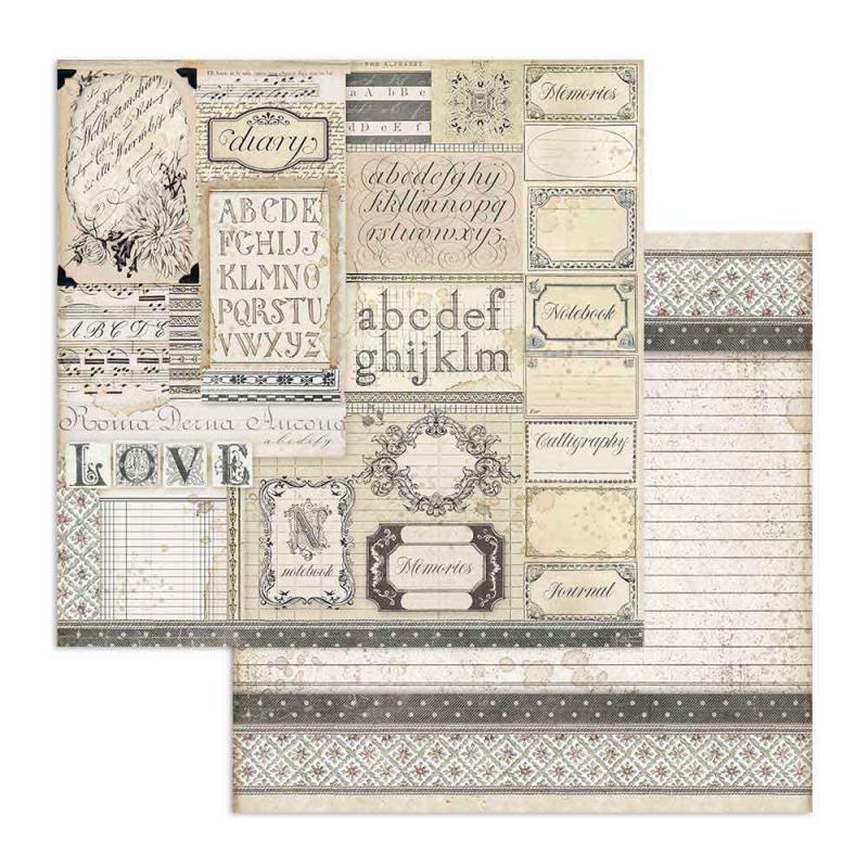Stamperia - 12 x 12 Double Sided Paper - Patchwork of Labels