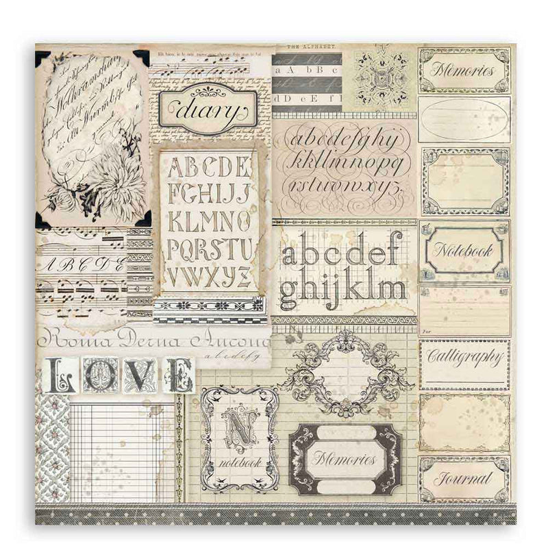 Stamperia - 12 x 12 Double Sided Paper - Patchwork of Labels