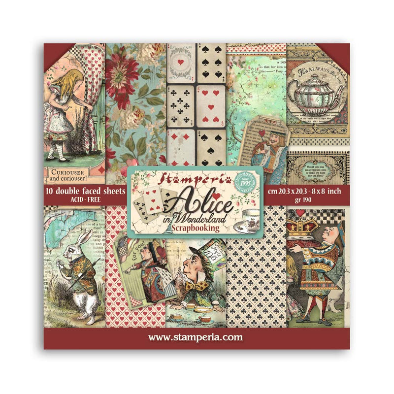 Stamperia - Alice Forever Collection - 8 x 8 Paper Pad - Alice