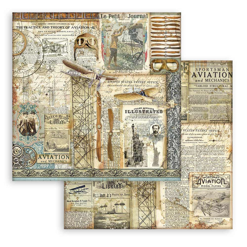 Stamperia - Sir Vagabond Aviator Collection - 8 x 8 Paper Pad - Backgrounds