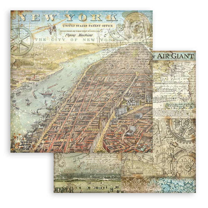 Stamperia - Sir Vagabond Aviator Collection - 8 x 8 Paper Pad - Backgrounds