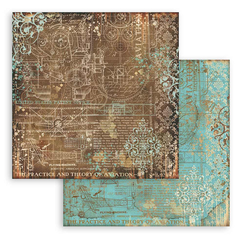 Stamperia - Sir Vagabond Aviator Collection - 8 x 8 Paper Pad - Backgrounds