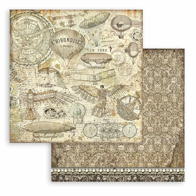 Stamperia - Sir Vagabond Aviator Collection - 8 x 8 Paper Pad - Backgrounds