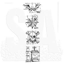 Stampers Anonymous - Tim Holtz - Cling Mounted Rubber Stamp Set - Mini Blueprints Strip - Halloween
