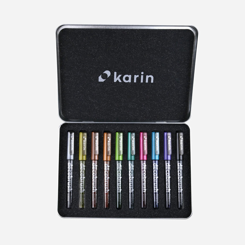 Karin - DécoBrush Metallic 10pc and Metal-Box Set