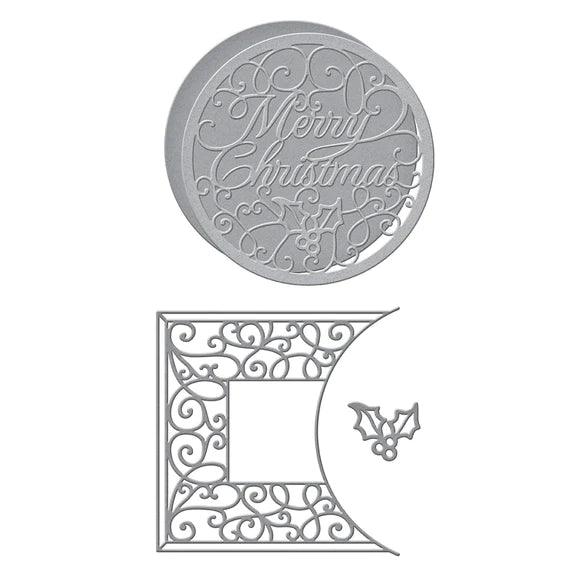 Merry Filigree Card Builder Etched Dies From The Holiday Medley Collection By Becca Feeken - Root & Company