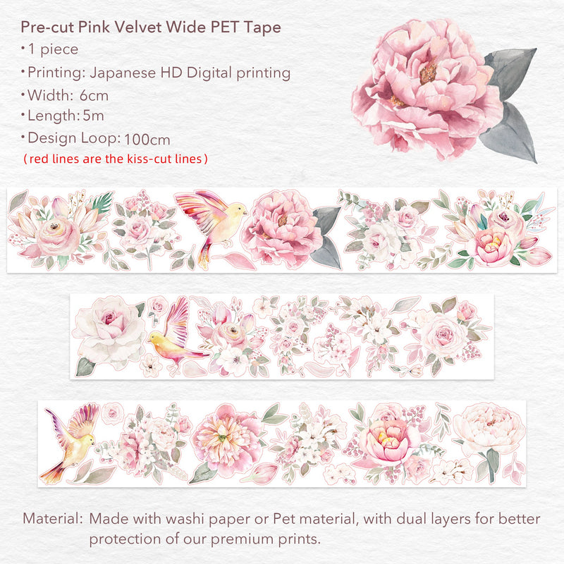 The Washi Tape Shop - Pre-cut Pink Velvet Wide PET Tape