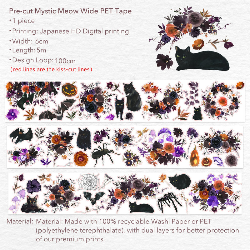 The Washi Tape Shop - Pre-cut Mystic Meow Wide Washi/PET Tape