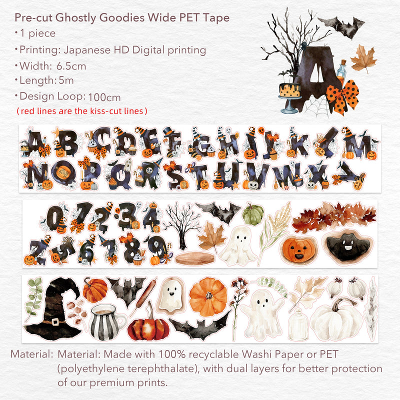 The Washi Tape Shop - Pre-cut Ghostly Goodies Wide Washi/PET Tape
