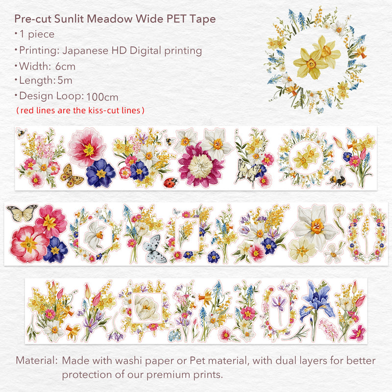 The Washi Tape Shop - Pre-cut Sunlit Meadow Wide PET Tape